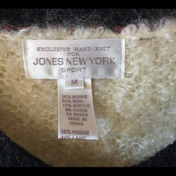 Jones New York Sport Hand Knit Christmas Holiday Cardigan Sweater Mohair Wool - Picture 5 of 7